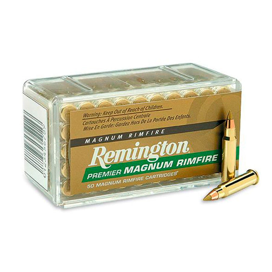 Munición metálica REMINGTON Premier Magnum Rimfire ACCUTIP-V - punta de plástico