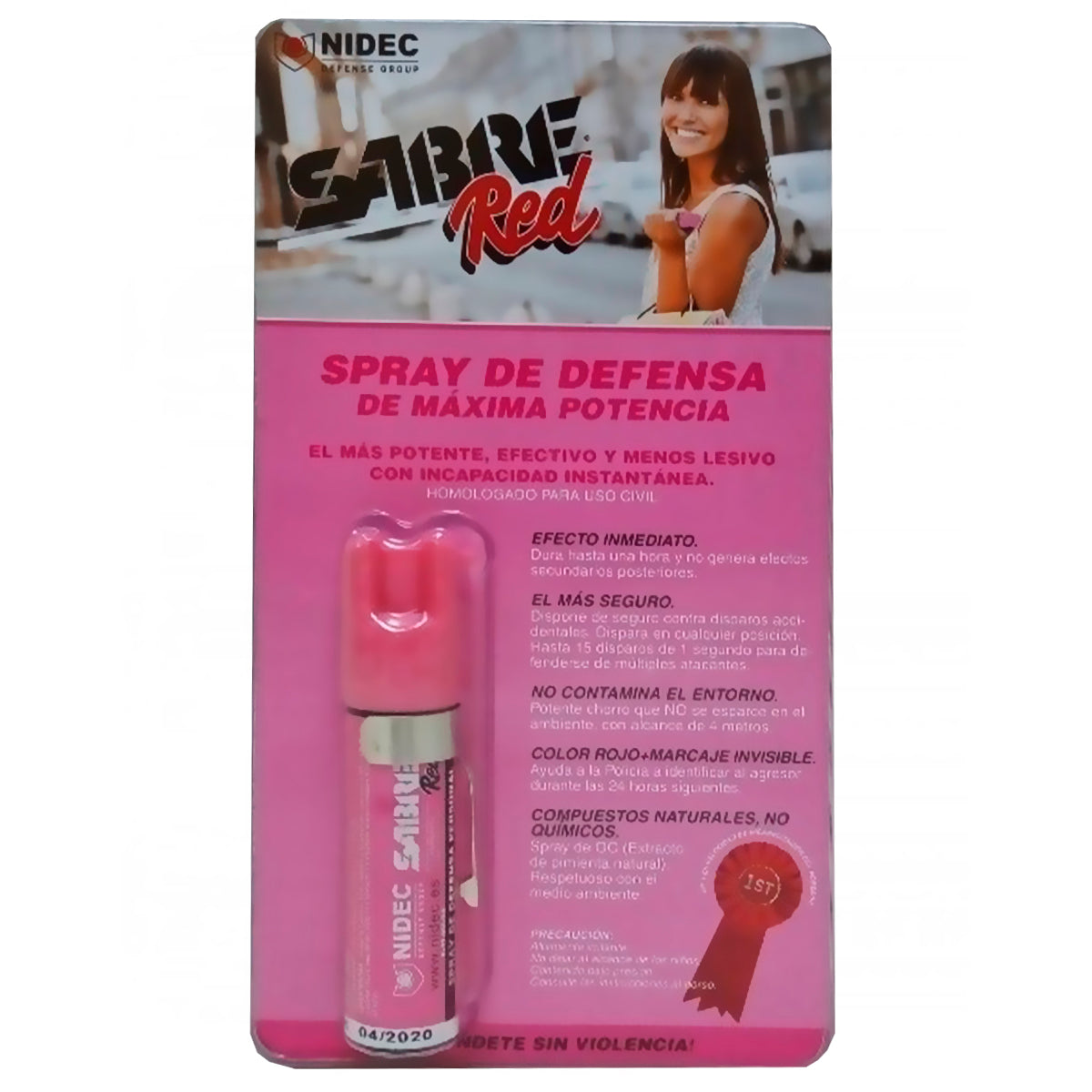 Spray de defensa personal Unidec Sabre Red Pink Homologado