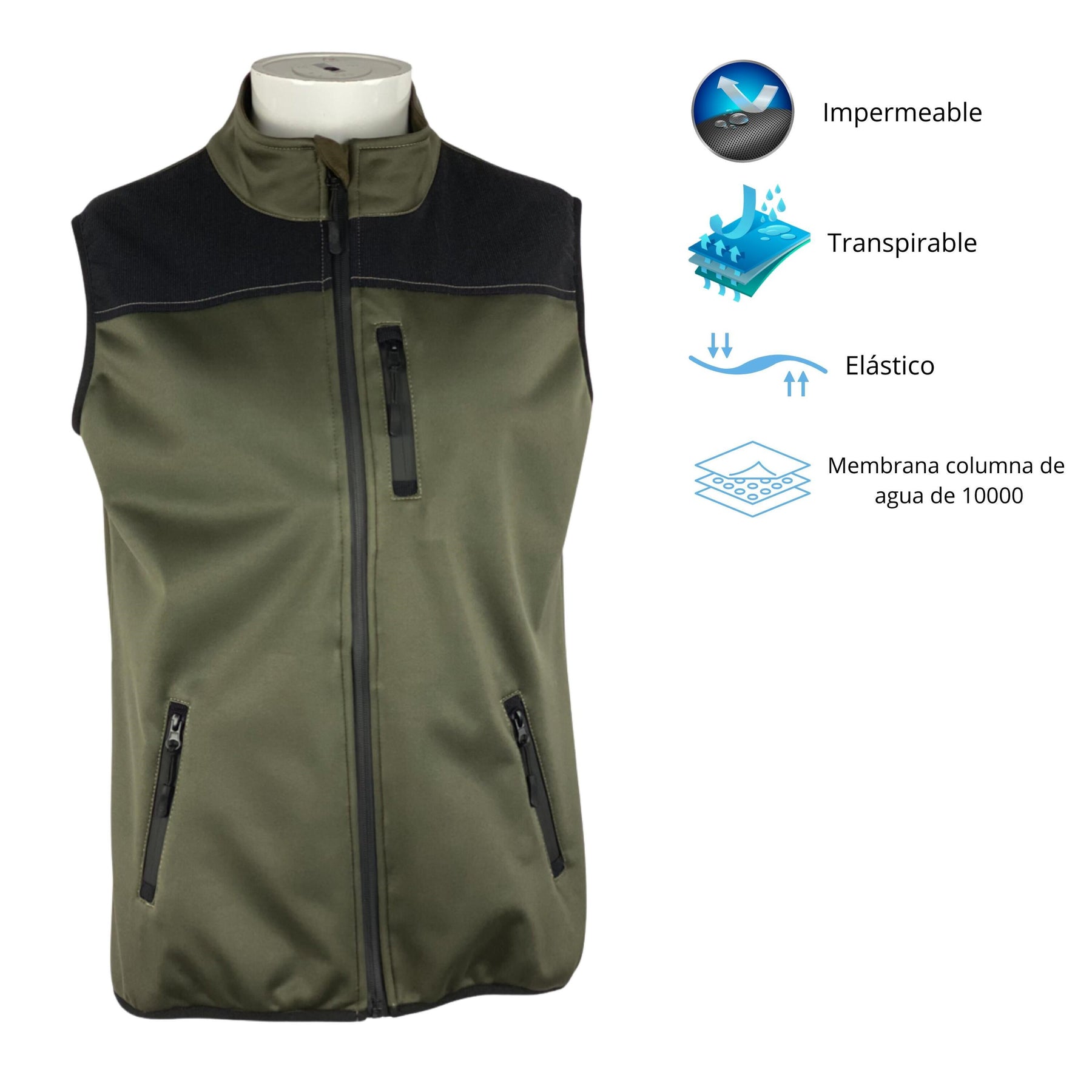 Chaleco de Caza Hombre Pasión Morena Soft Shell Ligero Verde