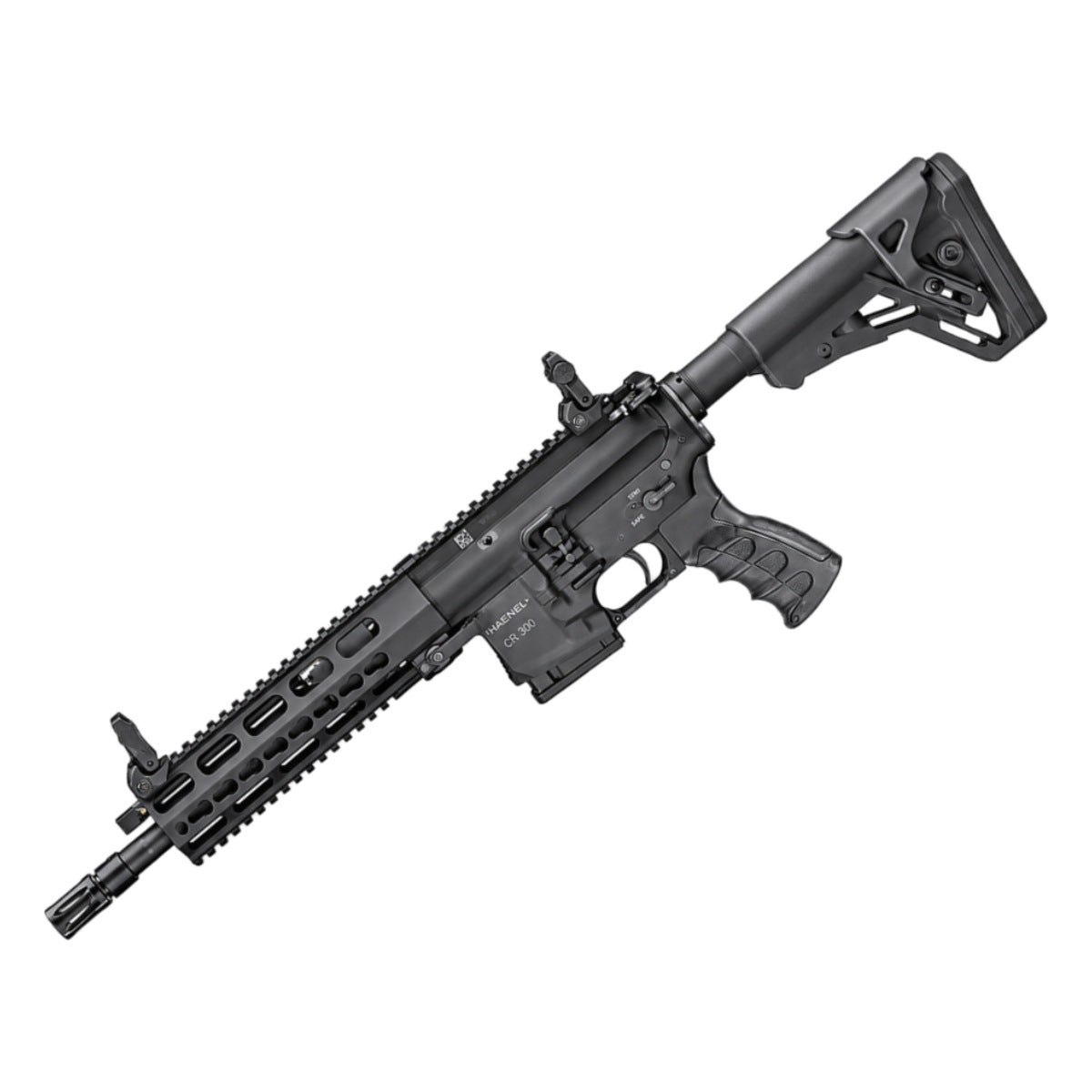 Rifle semiautomático Haenel CR300 Black con guardamanos M-Lok y culata telescópica