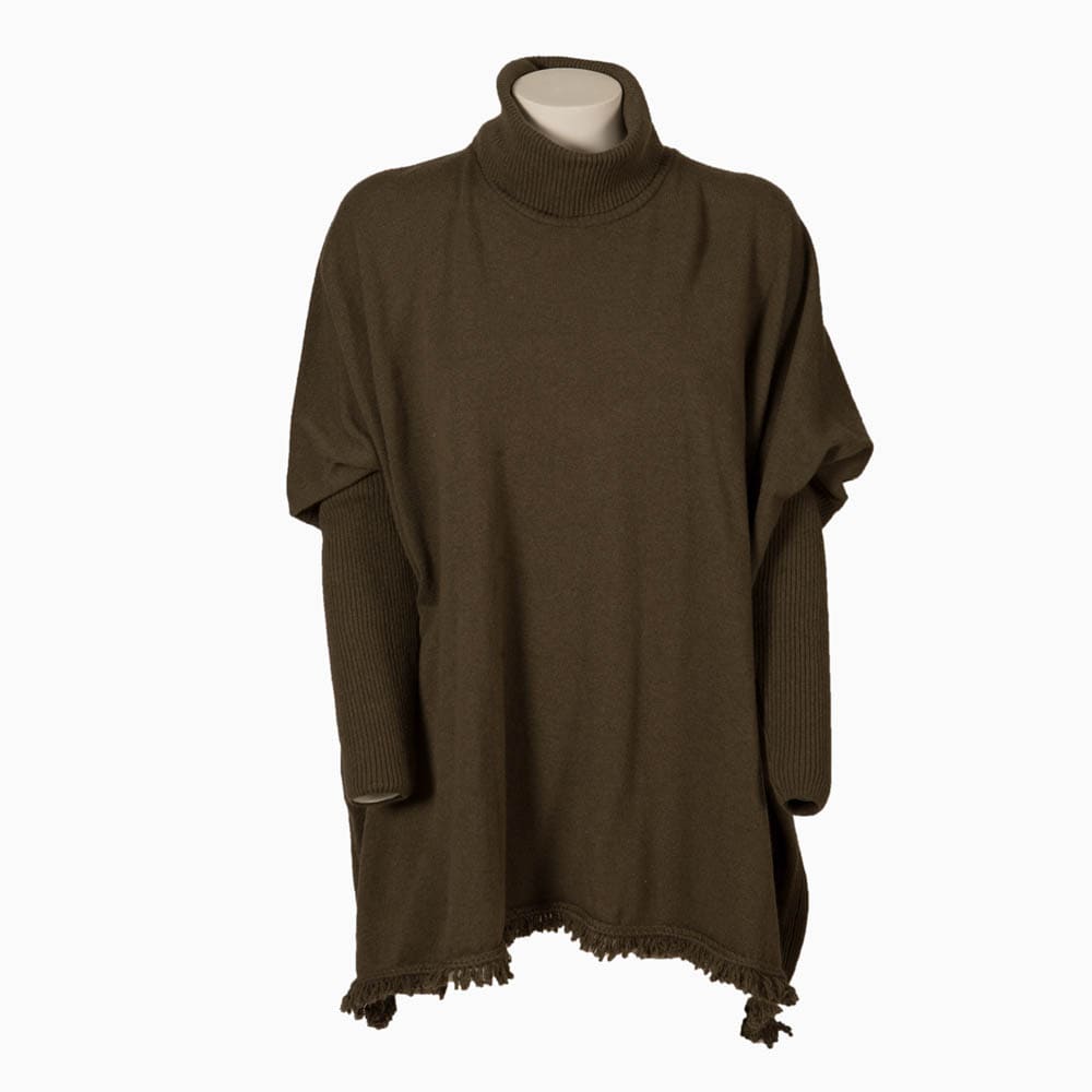 Poncho de caza Mujer de Cashmere y Lana Merino Pasión Morena
