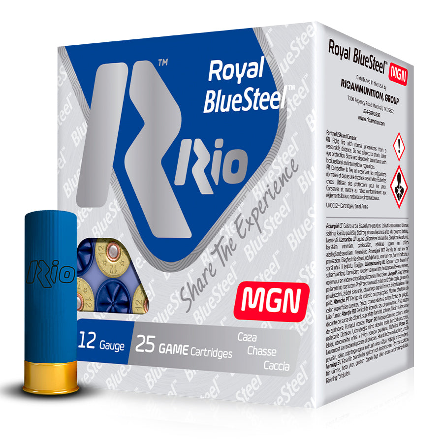 Cartuchos de caza RIO Royal BlueSteel Magnum 36 gr Calibre 12