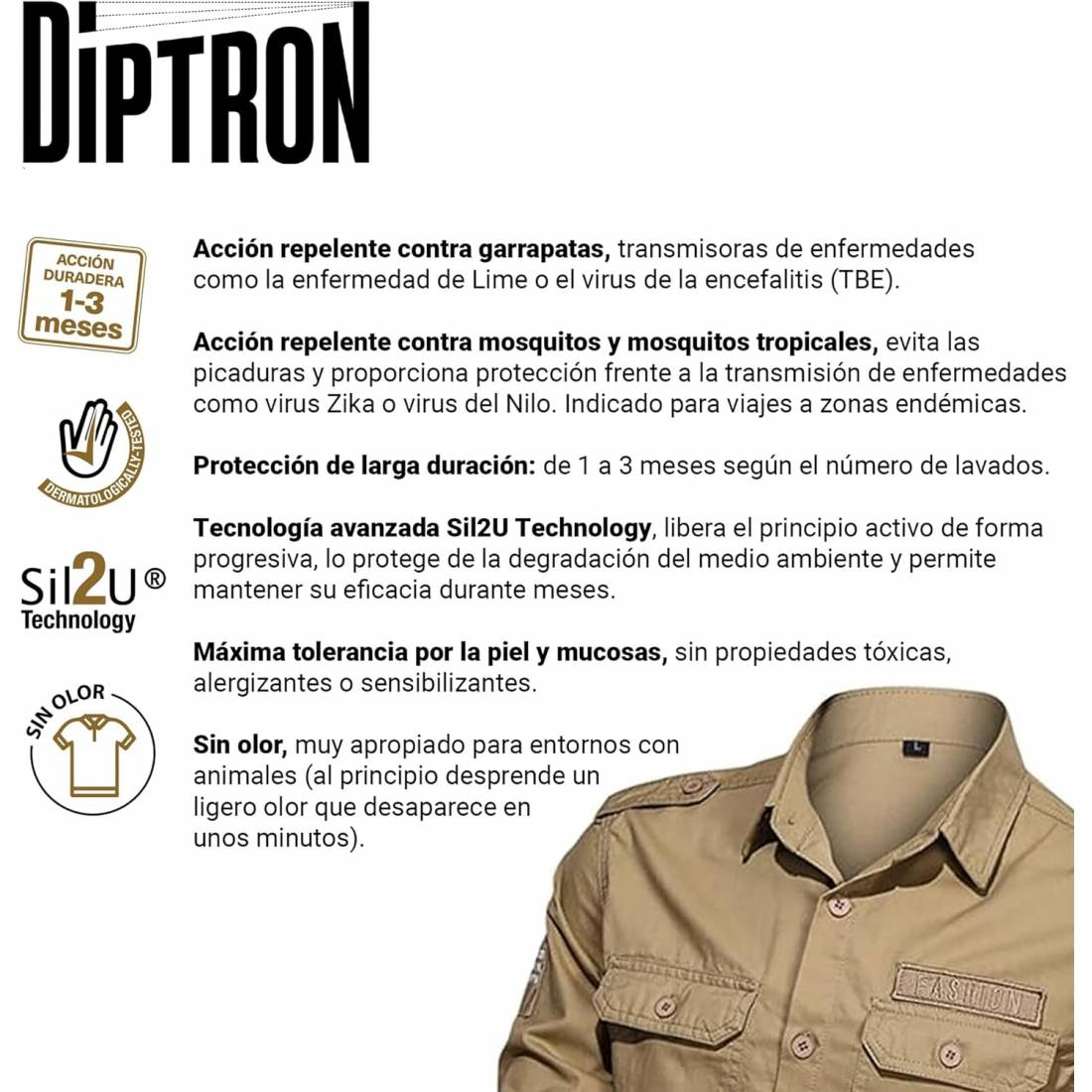 Spray Textil Repelente DIPTRON Mosquitos y Garrapatas 100 ml