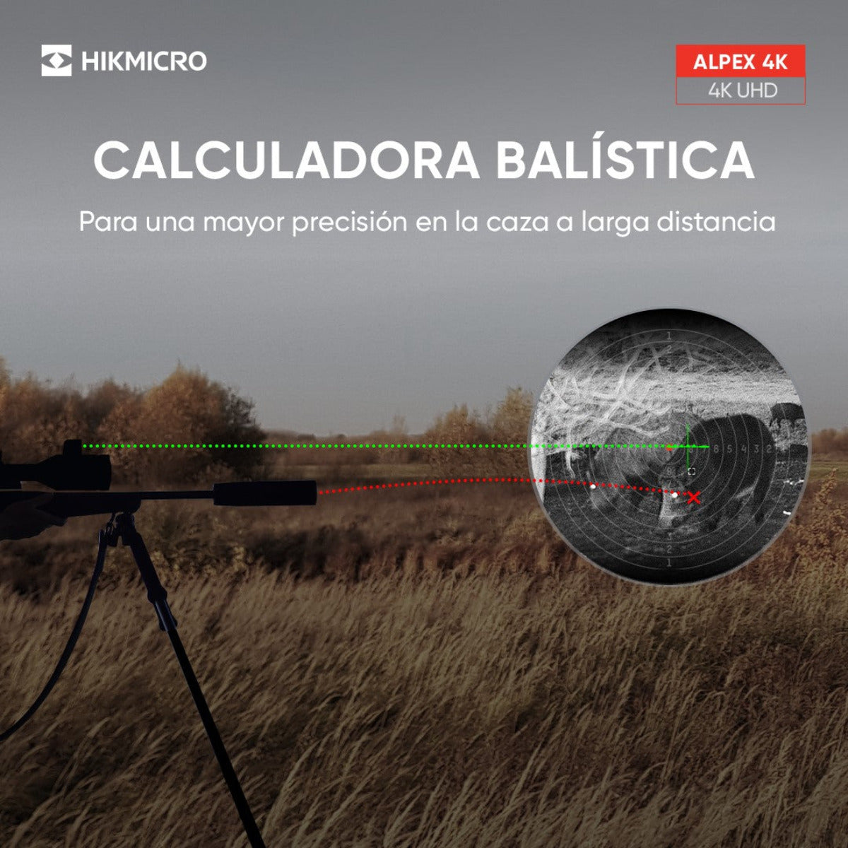 Visor nocturno diurno digital Hikmicro 4K Alpex LRF A50EL Telémetro