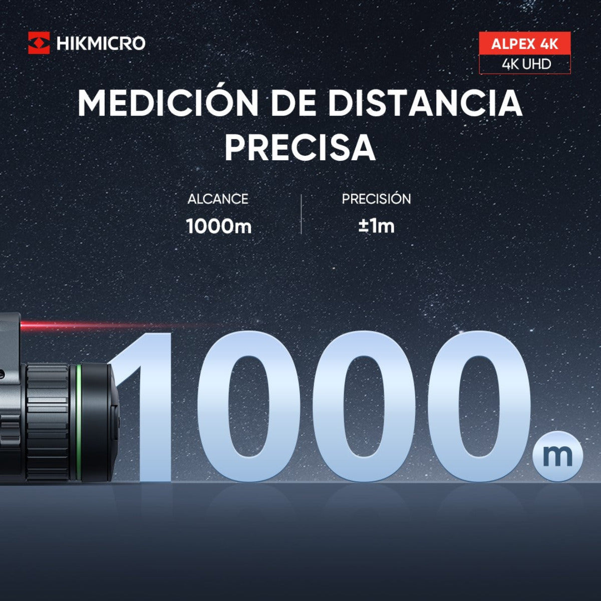 Visor nocturno diurno digital Hikmicro 4K Alpex LRF A50EL Telémetro