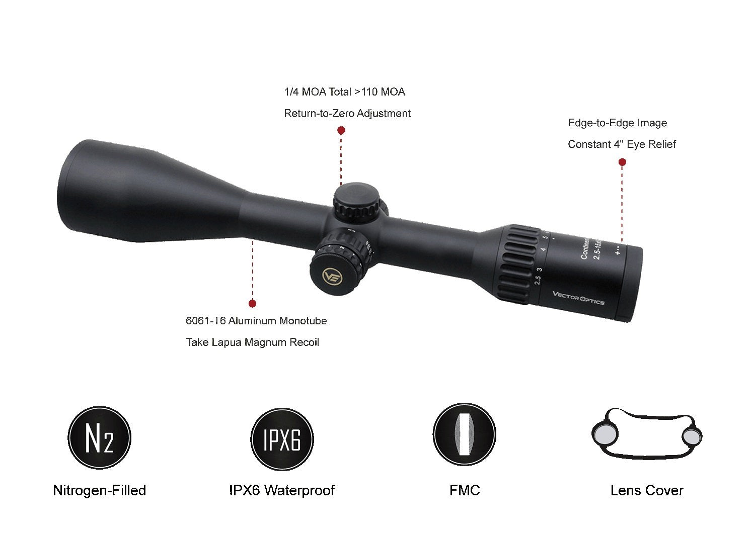 Visor Vector Optics Continental X6 2.5-15x56 G4 Hunting