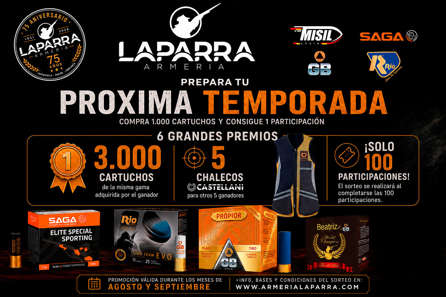 PREPARA TU PRÓXIMA TEMPORADA – Compra 1.000 cartuchos y participa en el sorteo de 3.000 cartuchos o uno de los 5 chalecos Castellani
