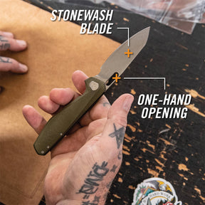 Cuchillo plegable Slimsada filo liso micarta verde oliva GERBER