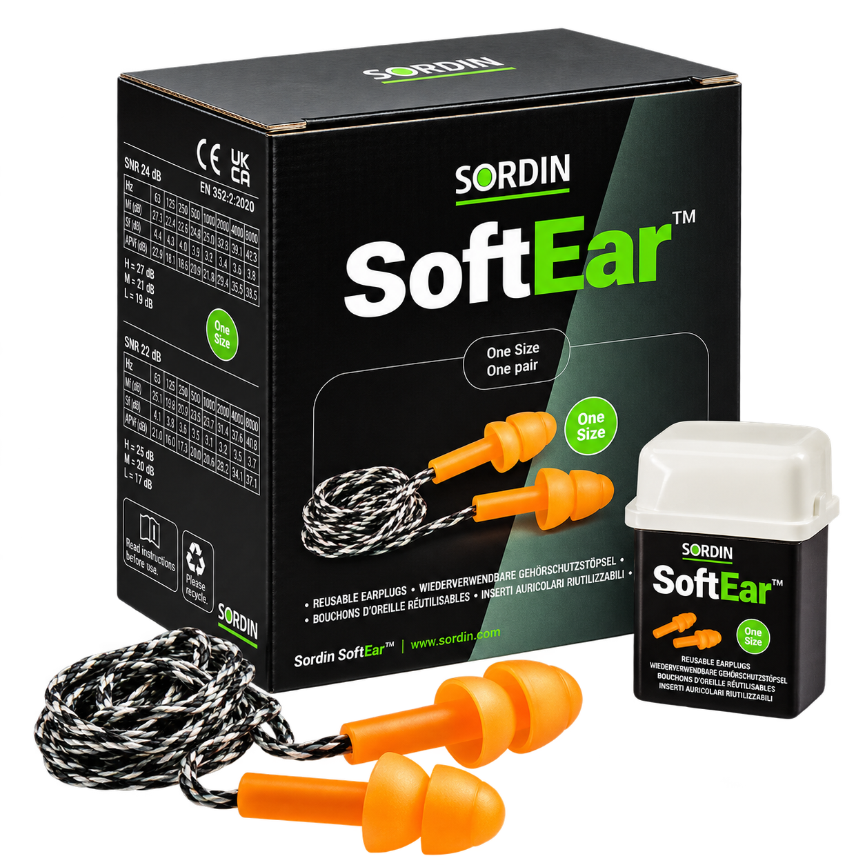 Tapones Silicona Sordin Reusable Cord Naranja (1X50p)- Talla Unica