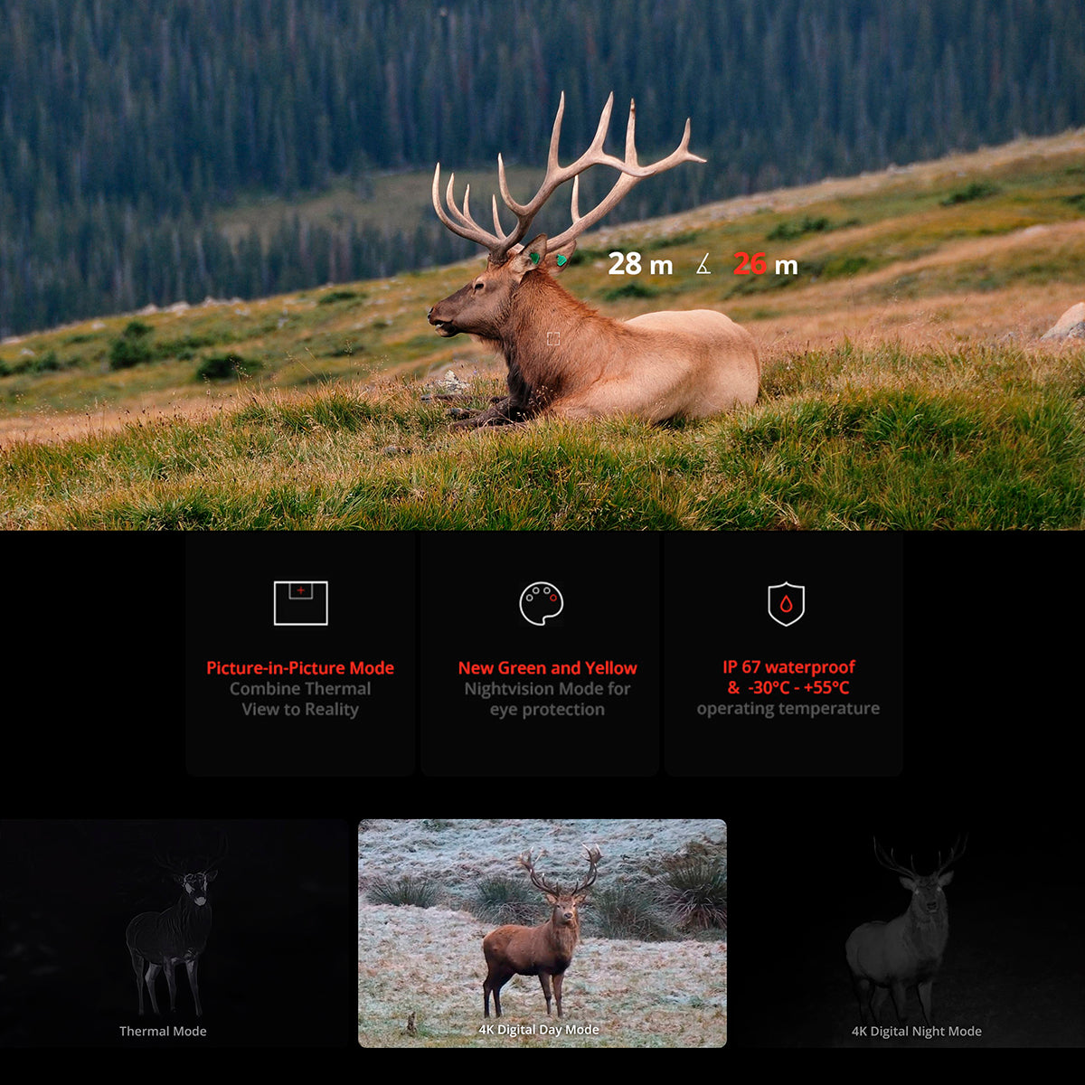 Binocular Multiespectro térmicos con telémetro Hikmicro Habrok 4K HE25L 2.0 + IR 850 940 nm