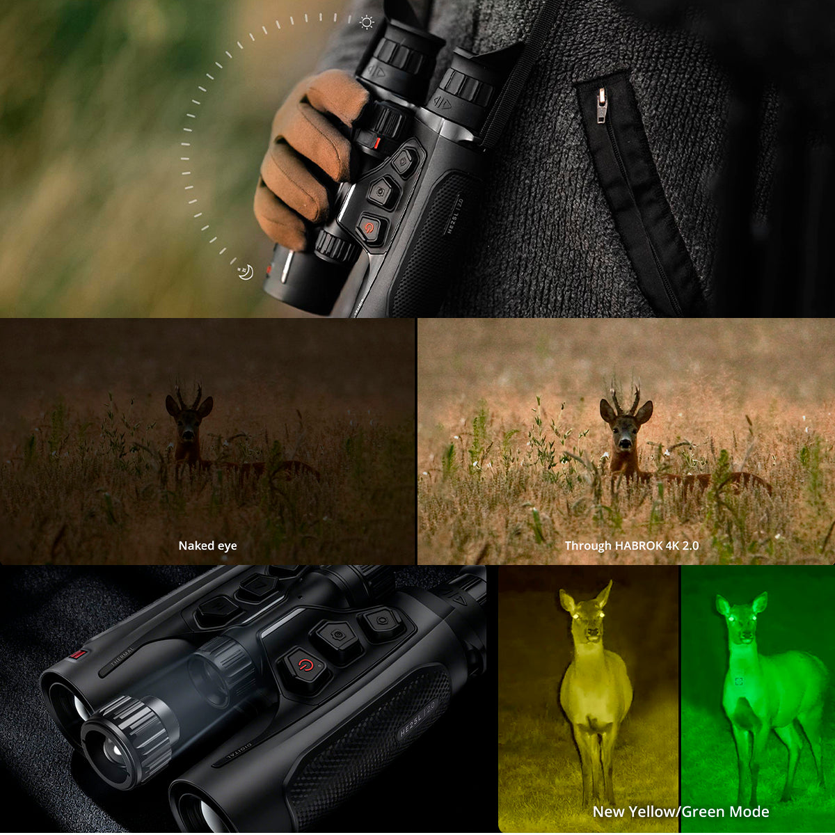 Binocular Multiespectro térmicos con telémetro Hikmicro Habrok 4K HE25L 2.0 + IR 850 940 nm