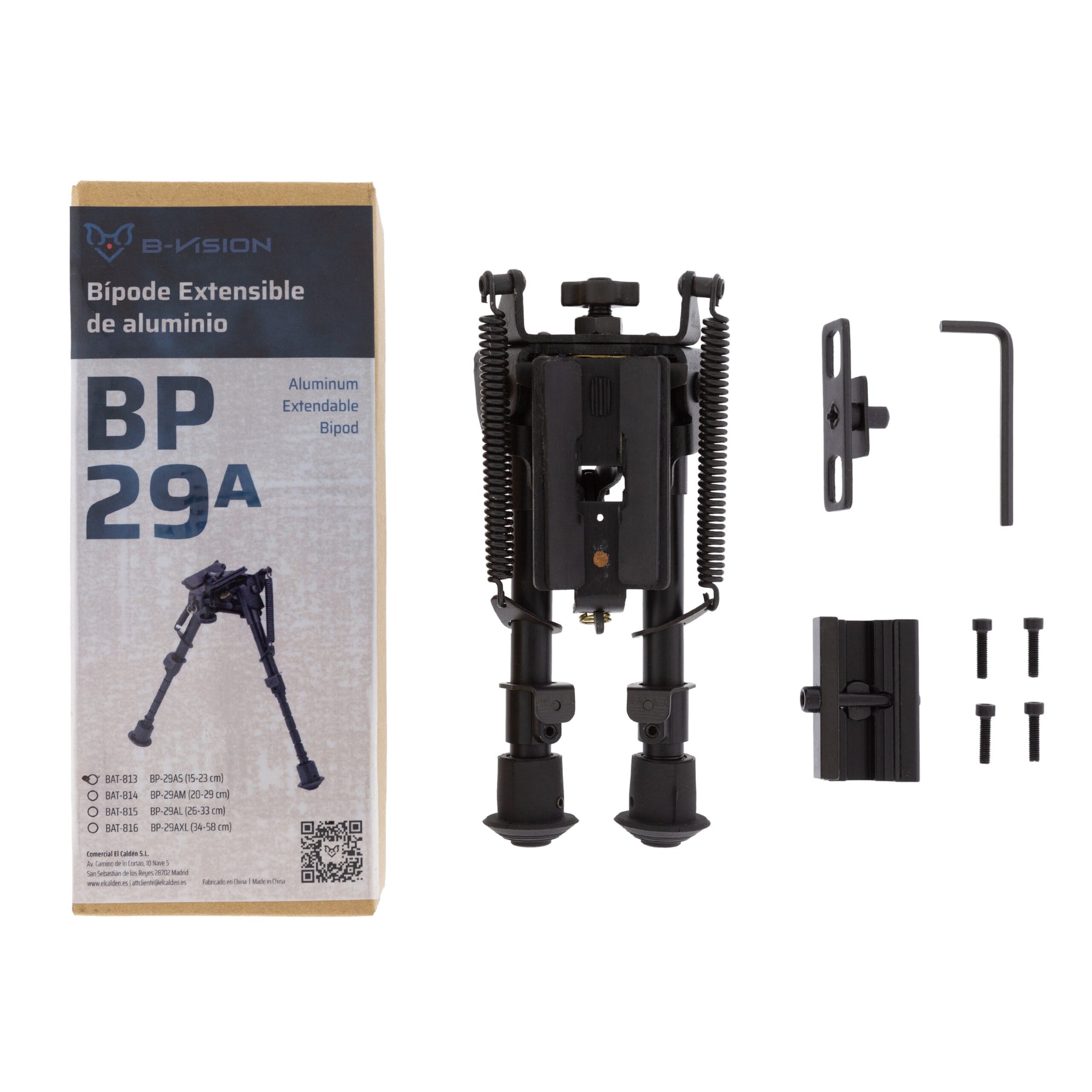 Bípode B-Vision extensible BP‑29AS 15–23 cm