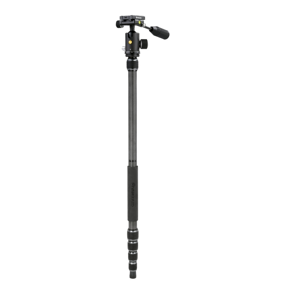 Veo 3T 235CP Kit de trípode de fibra de carbono con rótula de paneo, perfecta para vídeo y observación. Incluye connector para smartphone, mando bluetooth. Convertible en monopie. 