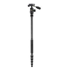 Veo 3T 235CP Kit de trípode de fibra de carbono con rótula de paneo, perfecta para vídeo y observación. Incluye connector para smartphone, mando bluetooth. Convertible en monopie. 