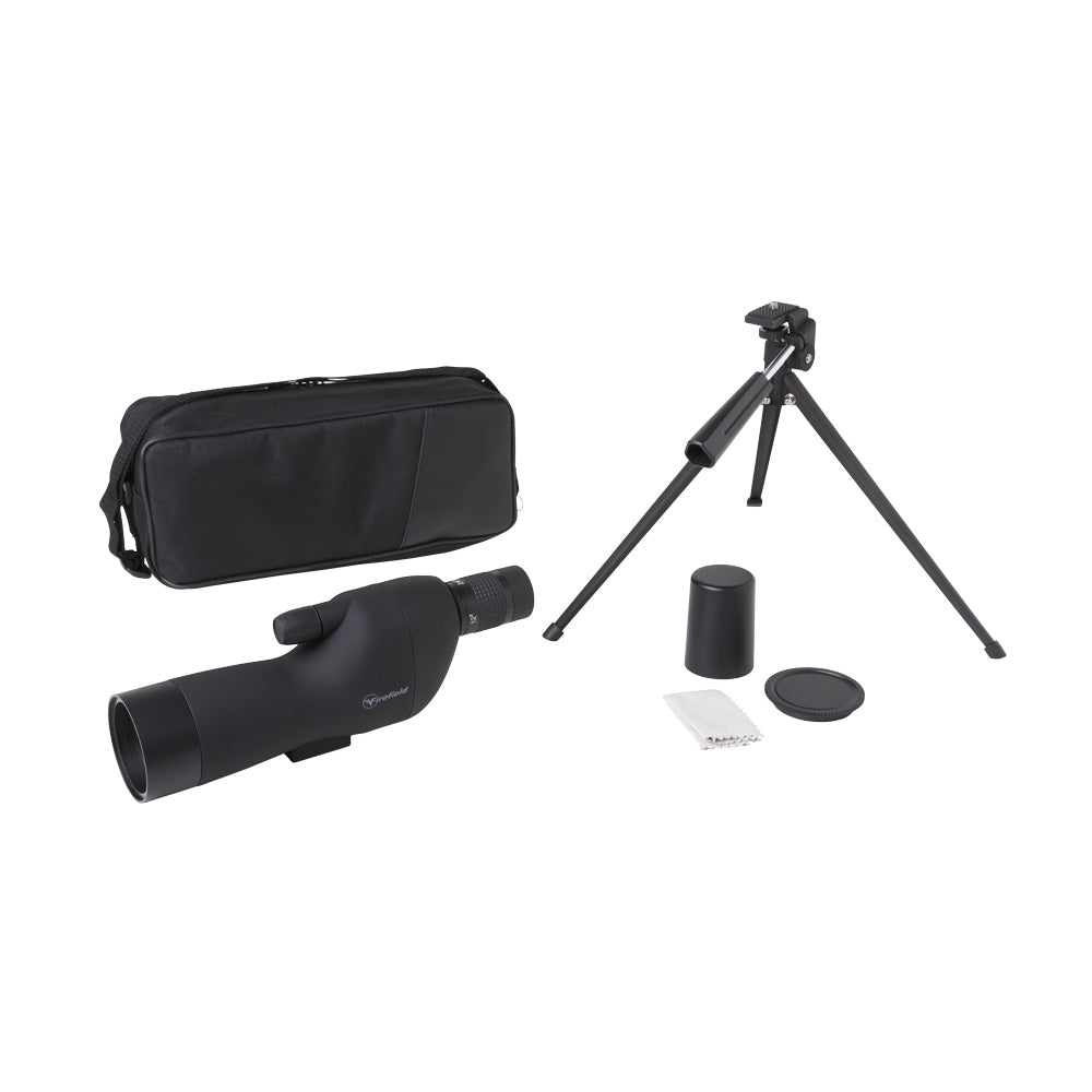 Telescopio terrestre Firefield 12-36x50 y 20-60x60 con trípode, con sus accesorios