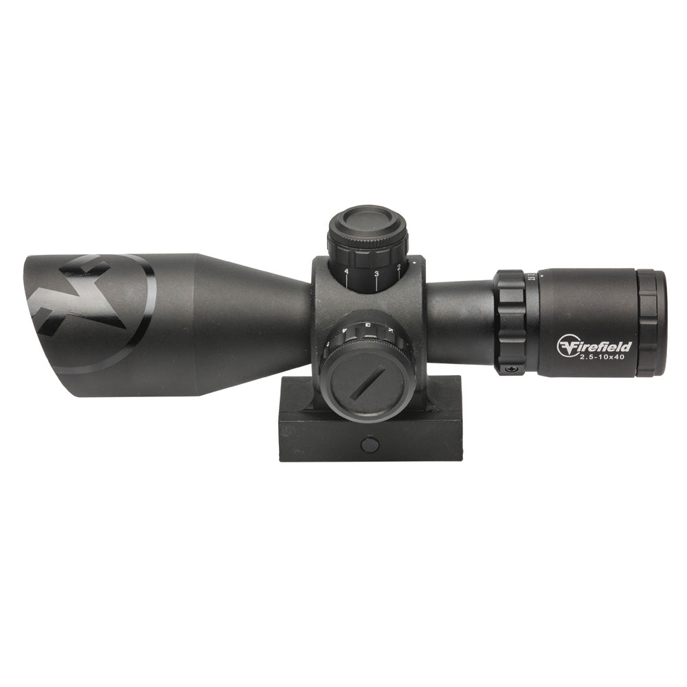 Visor Firefield Barrage 2,5-10x40 con láser rojo, vista lateral