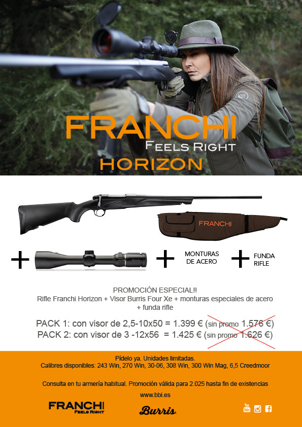 Pack Franchi Horizon Syntetic negro + visor + monturas + funda