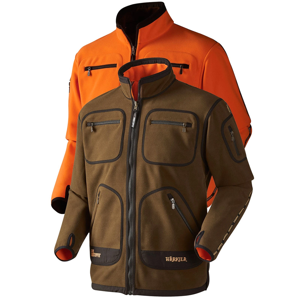 Chaqueta polar reversible Härkila Kamko con Gore-Tex y Cortavientos color verde naranja