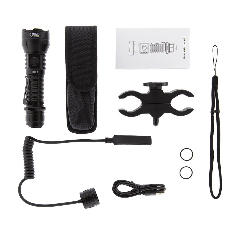 Kit de caza con Linterna LED FORCE ONE 1.000 lum B-Vision