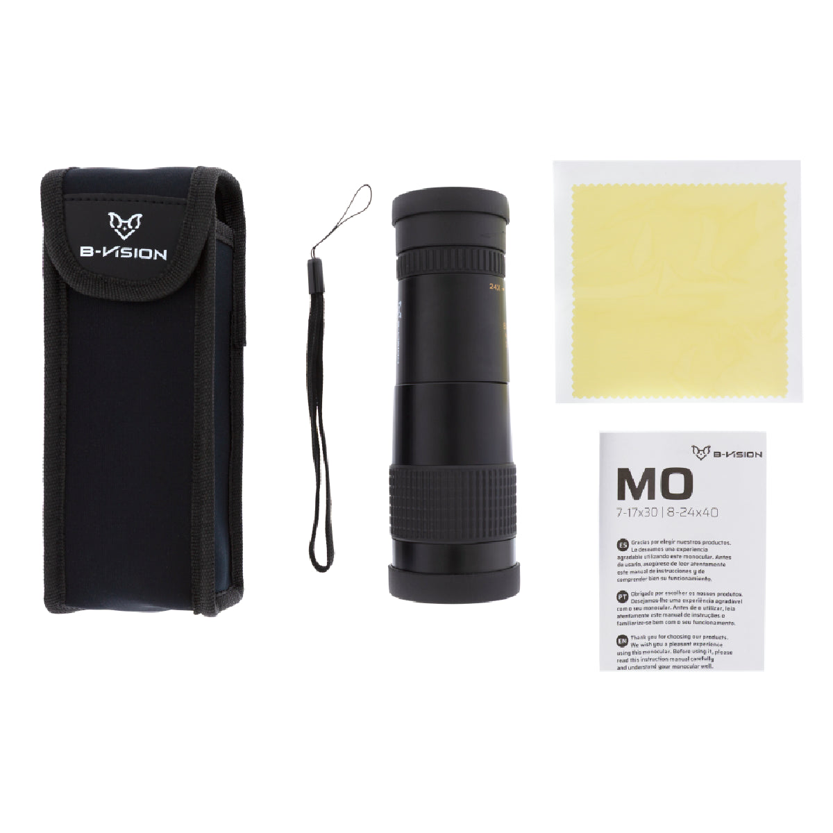 Monocular B-Vision MO 8-24×40 imagen contenido