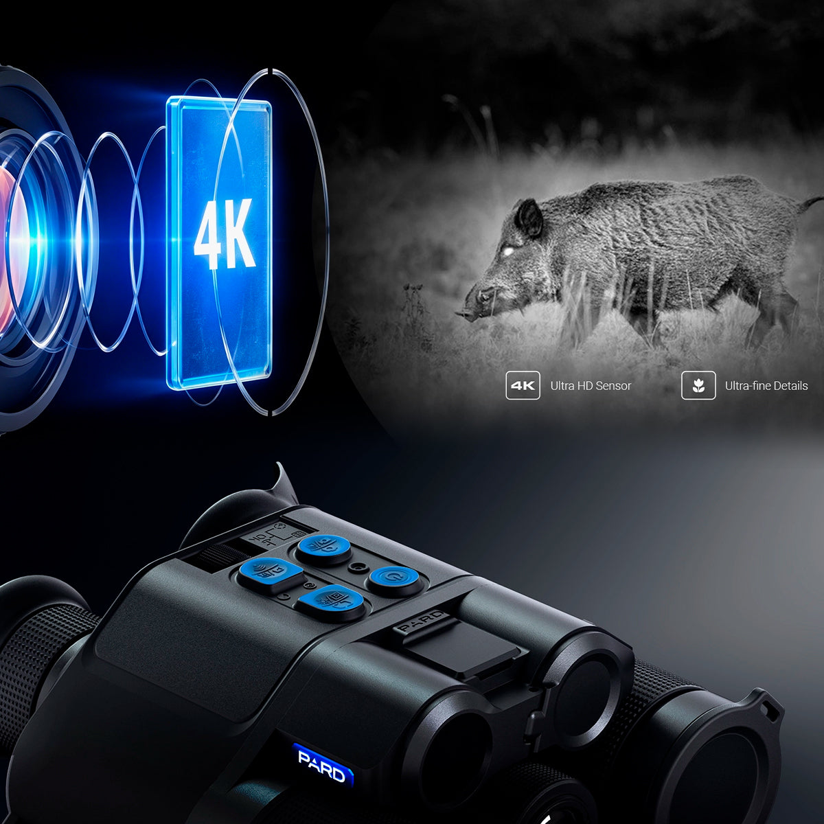 Prismáticos multiespectro PARD Osprey 4K con telémetro láser integrado