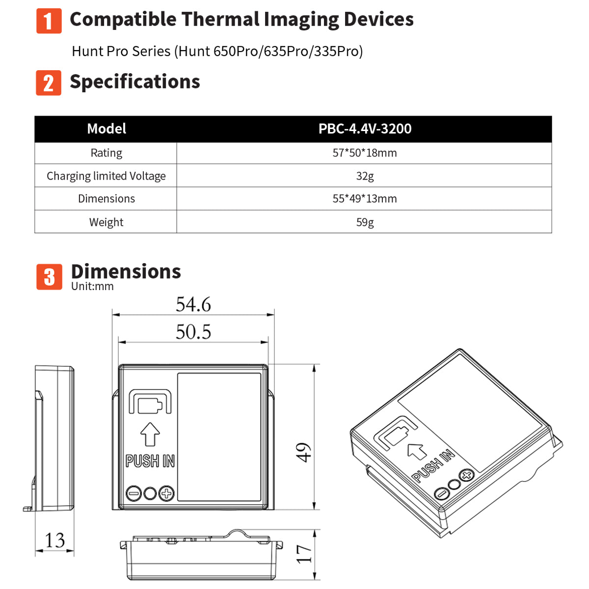 Paquete de baterías de iones de litio PBC-4.4V-3200 Thermtec