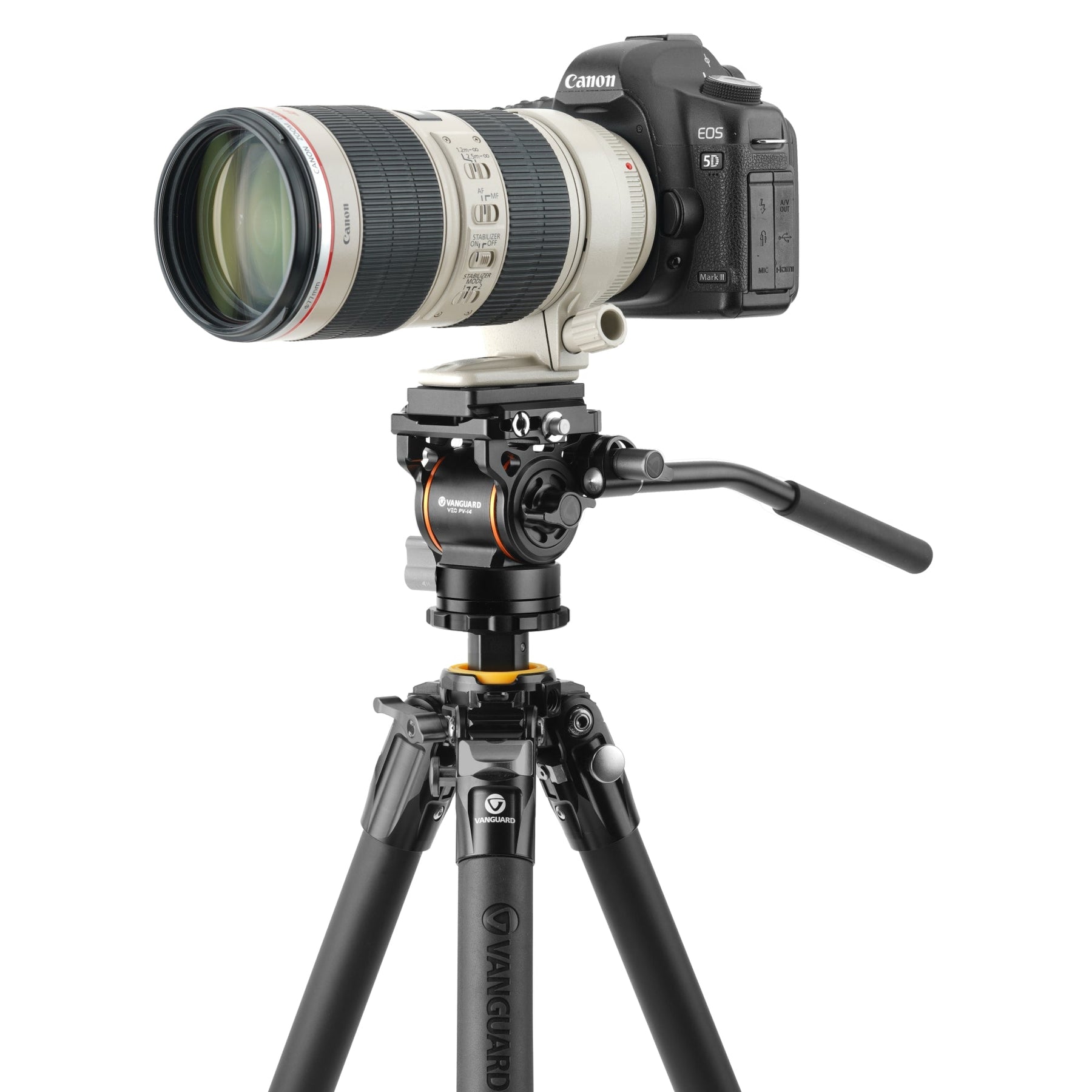 Trípode de vídeo Veo 5 264AV14 con cámara DSLR