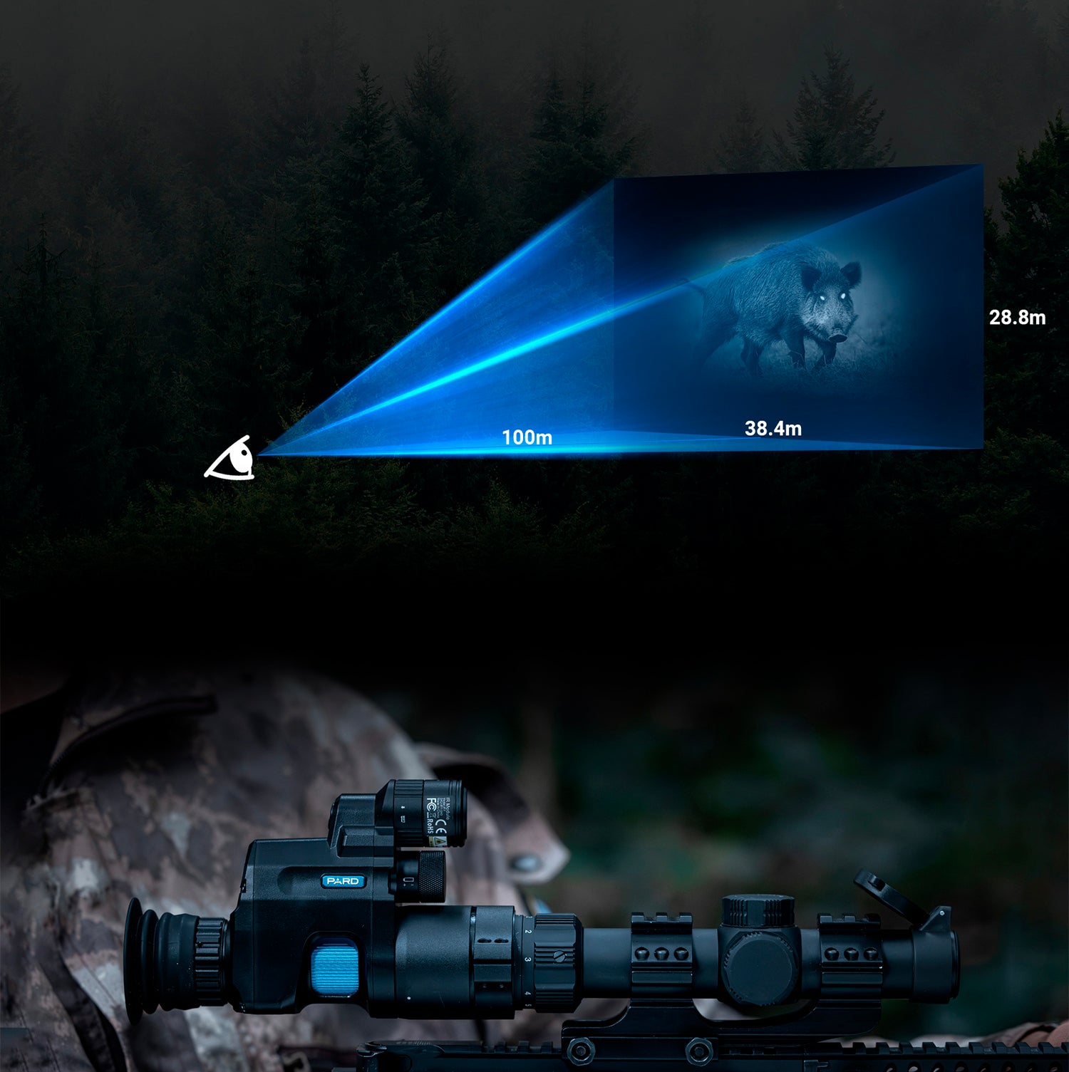 Clip-on visión nocturna PARD NV007V2 PRO opción iluminador IR desmontable