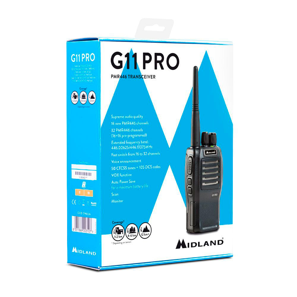 Walkie Talkie MIDLAND G11 Pro 32 canales PMR446