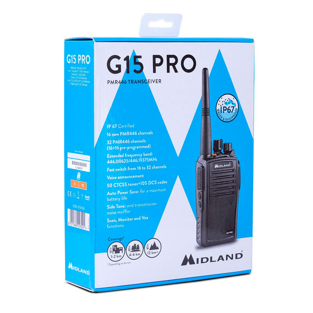Walkie Talkie MIDLAND G15 Pro 32 canales PMR446