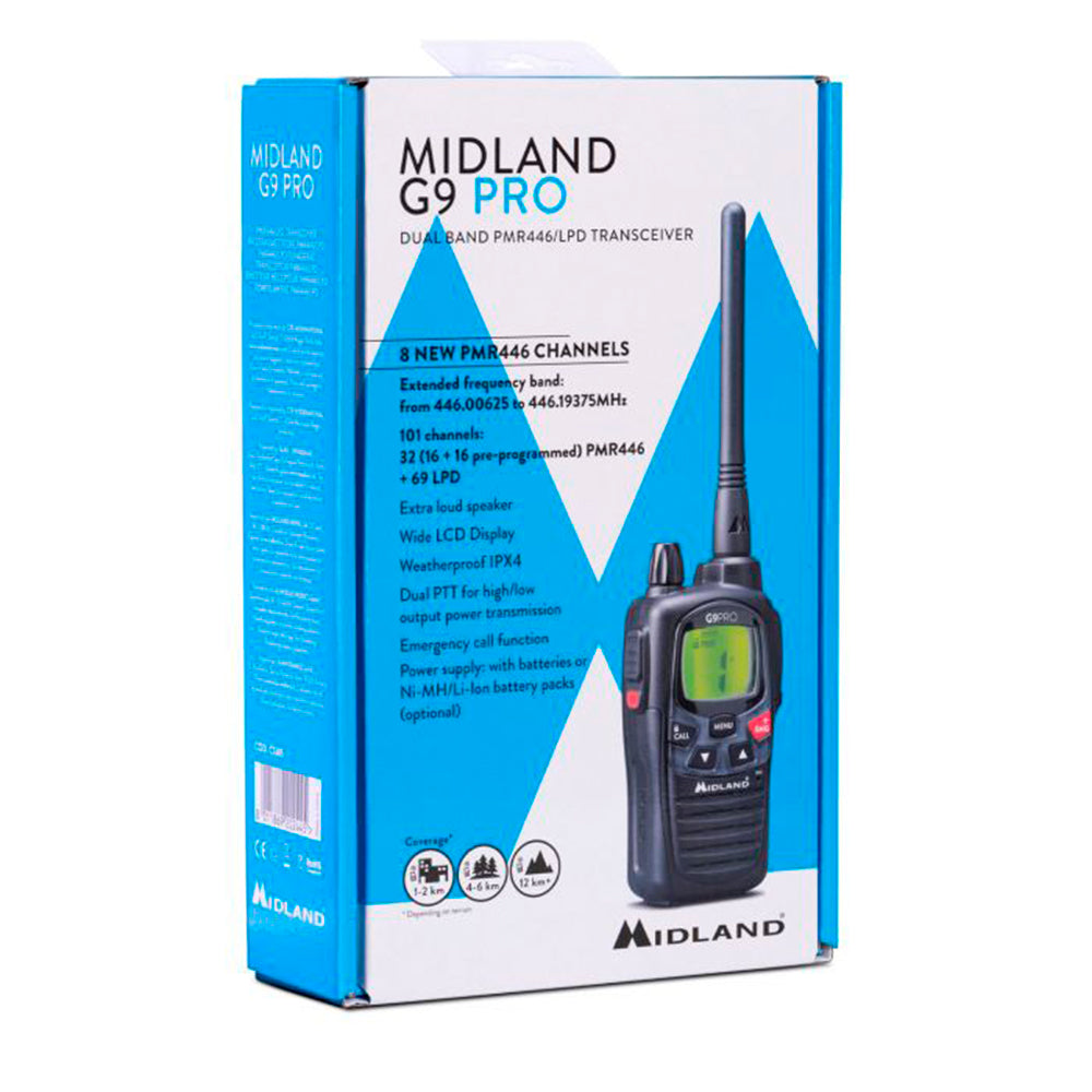 Walkie Talkie MIDLAND G9 Pro bibanda PMR446/ LPD