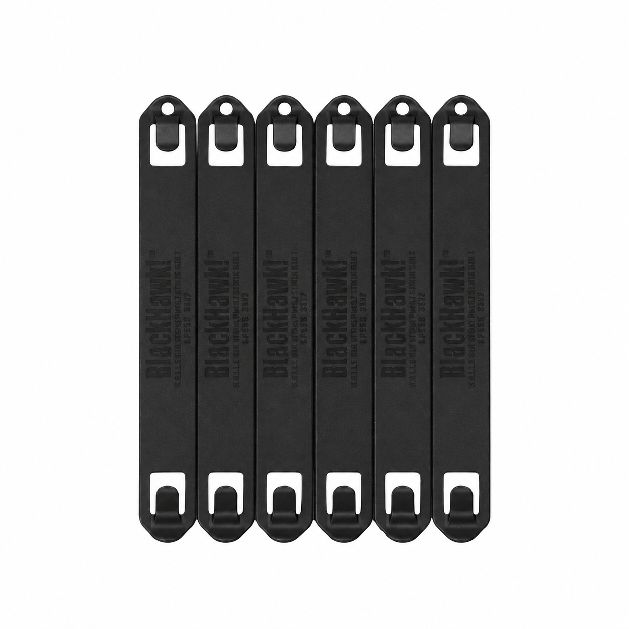 Clips Blackhawk S.T.R.I.K.E. PALS/MOLLE | Pack de 6 — Negro / 7 pulgadas