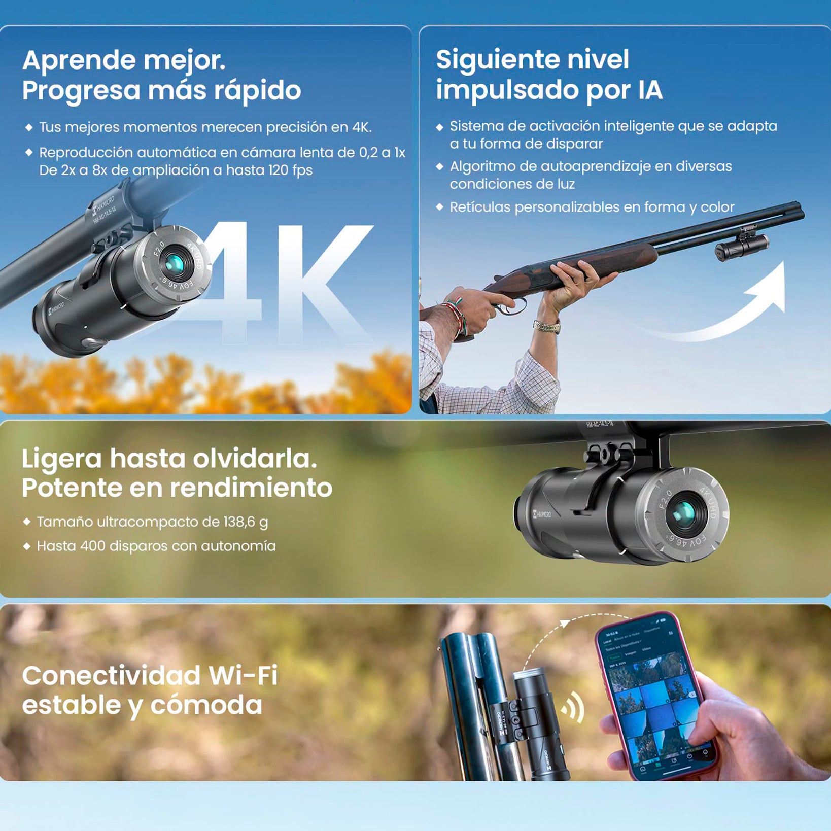 Cámara de acción 4K HIKMICRO para tiro HIKCam A7E