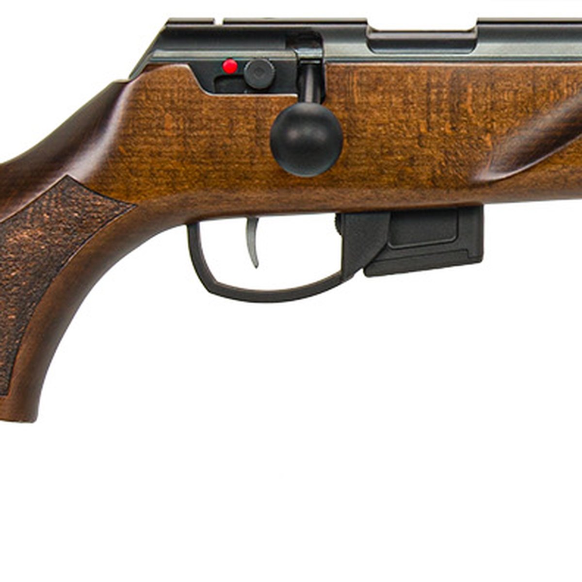 Carabina Anschütz 1761 MP R Multi Purpose zurdo .22 LR - detalle de la acción y la culata