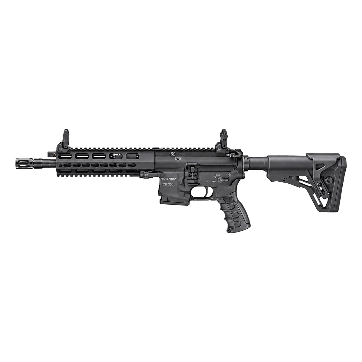 Rifle semiautomático Haenel CR300 Black con guardamanos M-Lok y culata telescópica