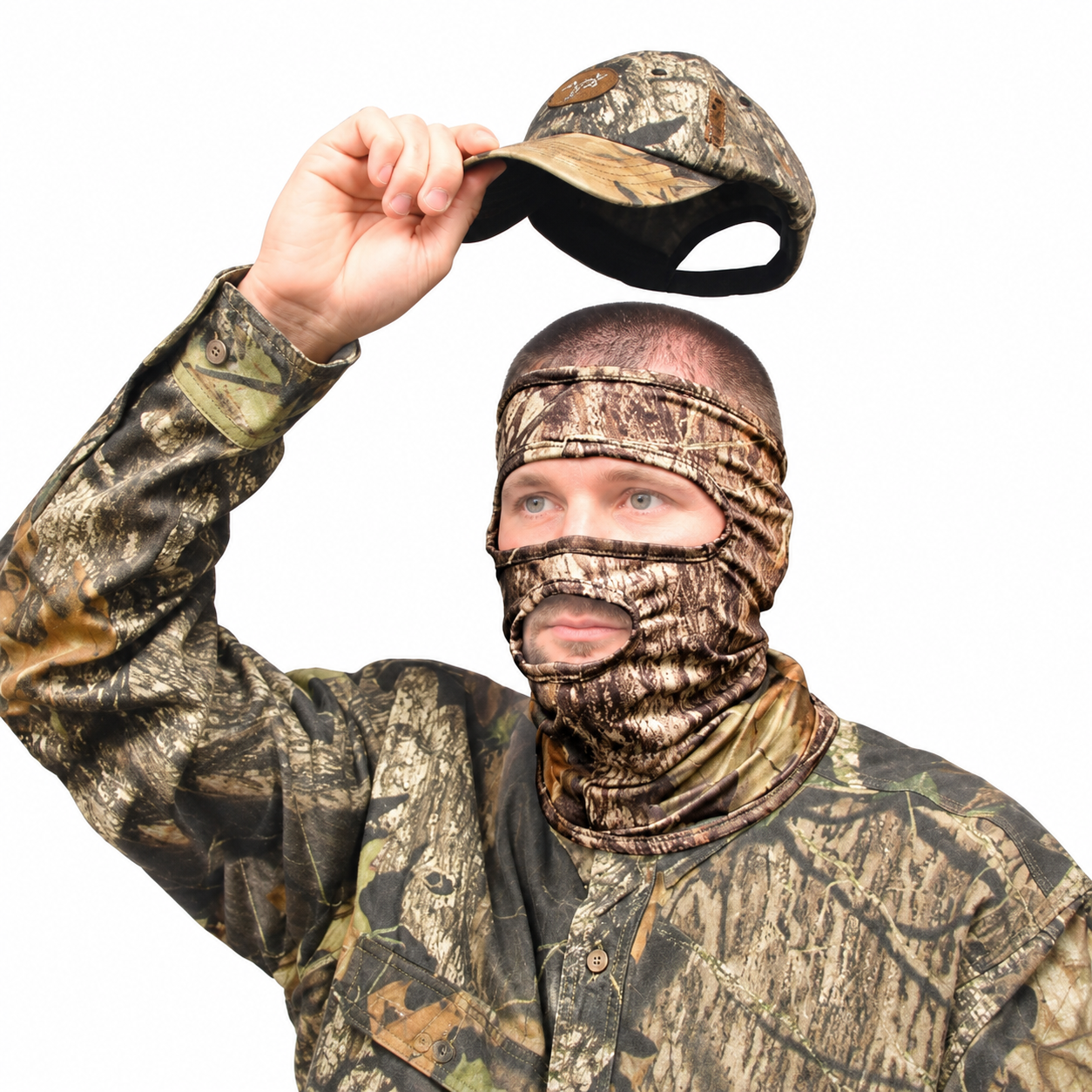 Pasamontañas Primos Mossy Oak | Media cara y 3/4 — 3/4 de cara