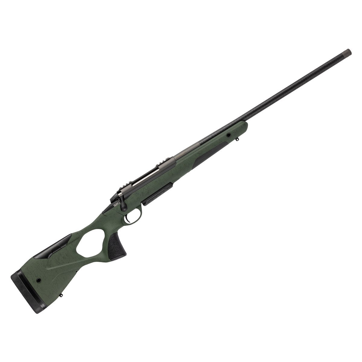 Rifle de cerrojo Sako S20 Hunter Roughtech Ultra verde, vista oblicua