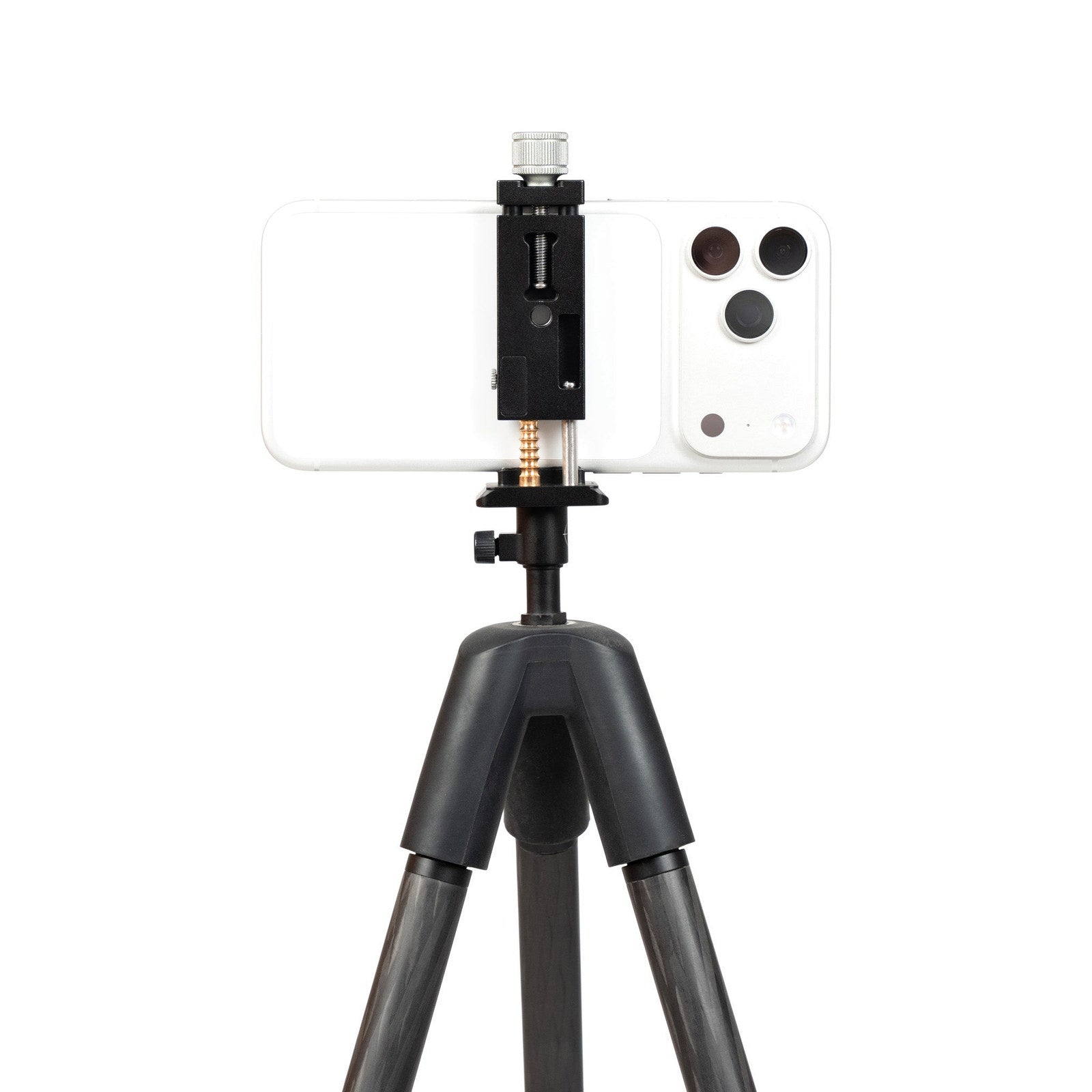 Spartan Phone Holder sujetando un smartphone sobre un trípode