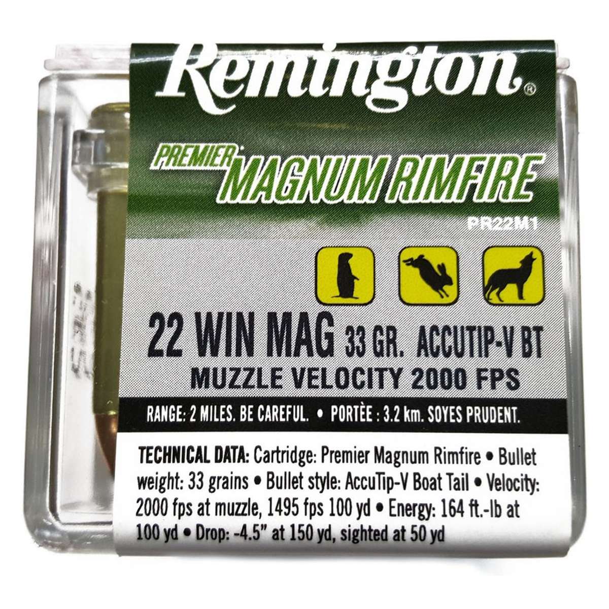 Munición metálica REMINGTON Premier Magnum Rimfire ACCUTIP-V - imagen 3