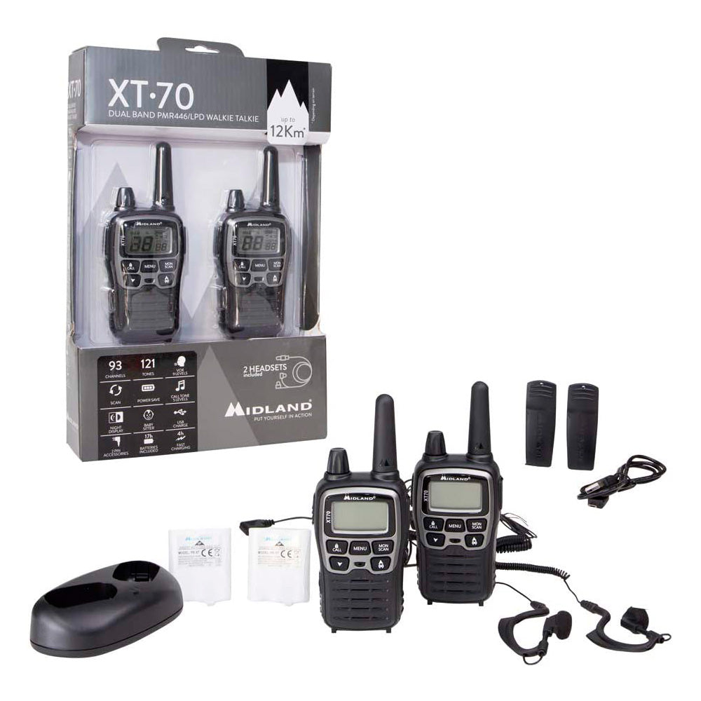 Walkie Talkies MIDLAND XT-70 bibanda PMR446/ LPD set